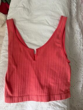 Target Coral Ribbed V-Notch Crop Tank